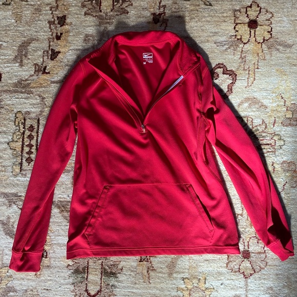 Nike Women's Red Half-Zip Athletic Sweatshirt - Picture 1 of 4